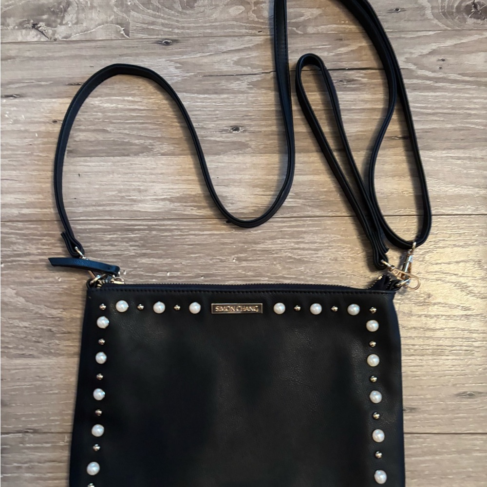 Simon Chang Black Studded Crossbody Bag